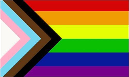 Drapeau Progess Pride, incluant les personnes de couleurs